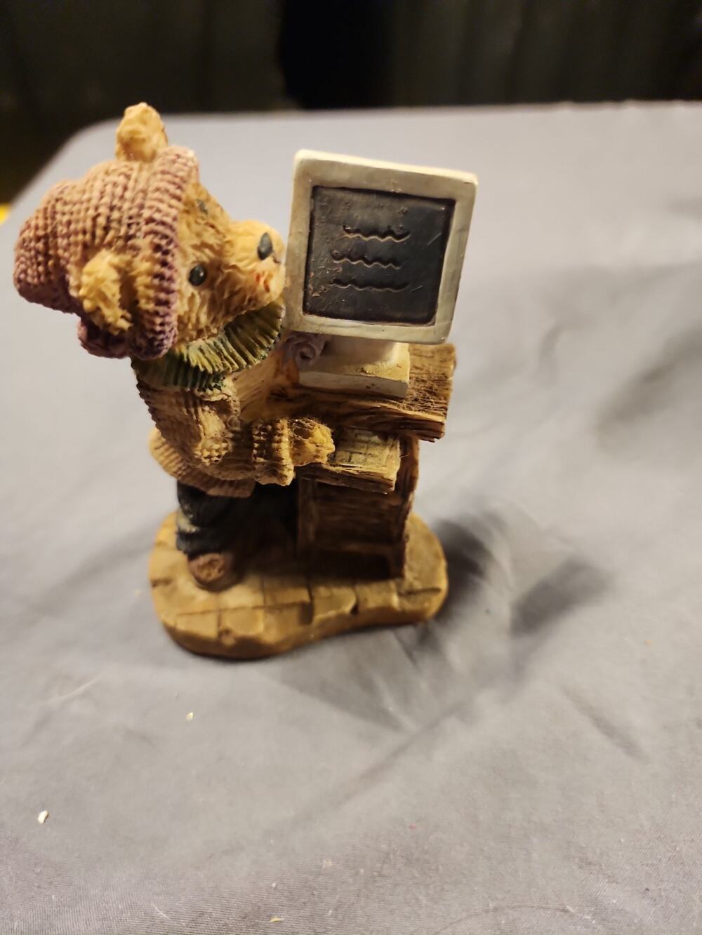 K's Collection Bear with a Computer Resin Figurine